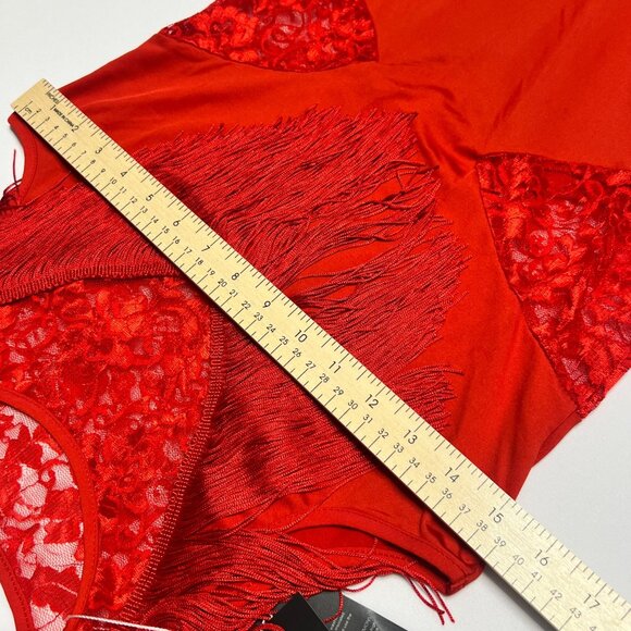 Z&X Red Latin Dance Dress With Fringe Lace Dress Size M - Picture 9 of 15